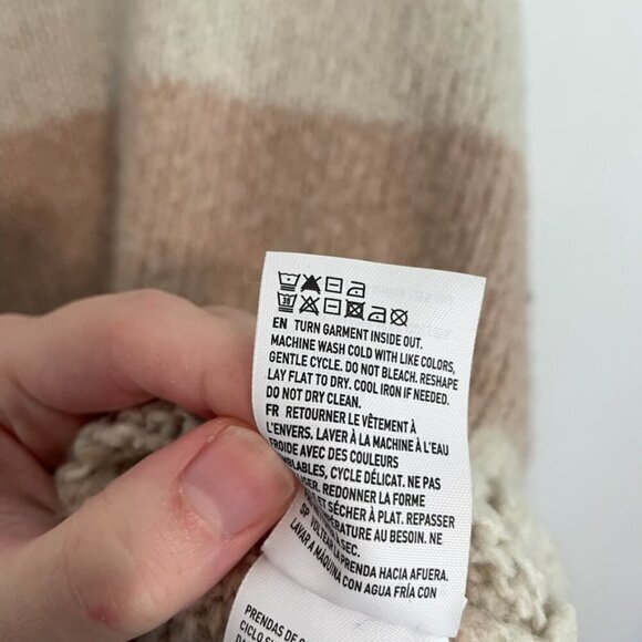 AMERICAN EAGLE Jegging Fit Cream Pink Striped Wool Blend Oversized Tunic Sweater - Picture 11 of 14